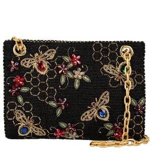 NEW MARY FRANCES women's haute hive bees and honeycomb handbag in black